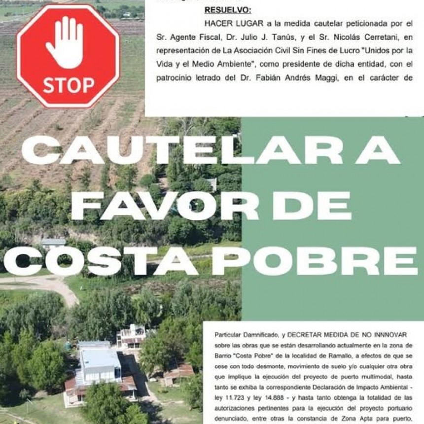 MEDIDA CAUTELAR A FAVOR DE COSTA POBRE 